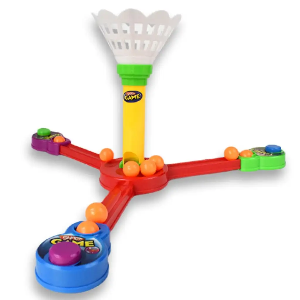 Hra s kužeľovým vystreľovačom loptičiek