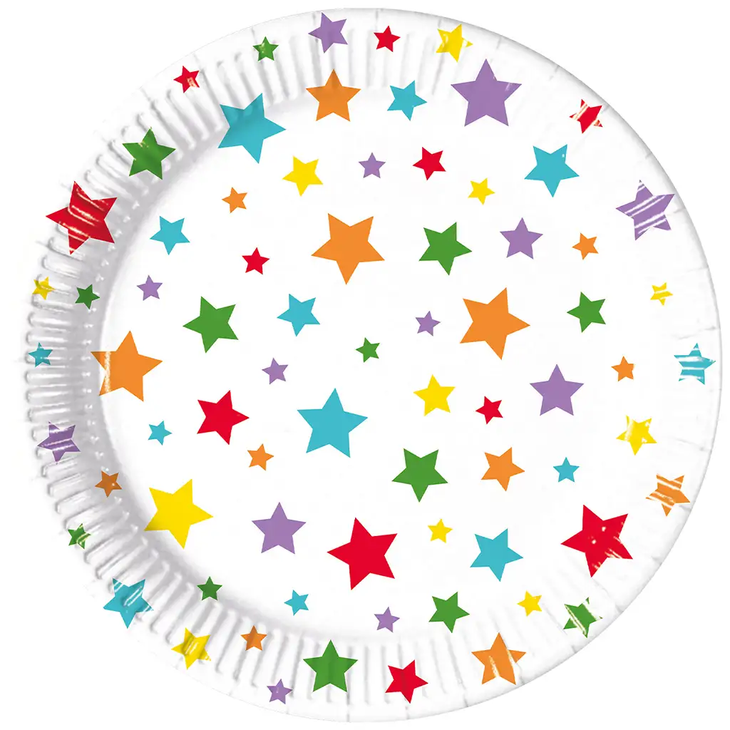 Hviezdičková 8-dielna sada papierových tanierov s priemerom 20 cm