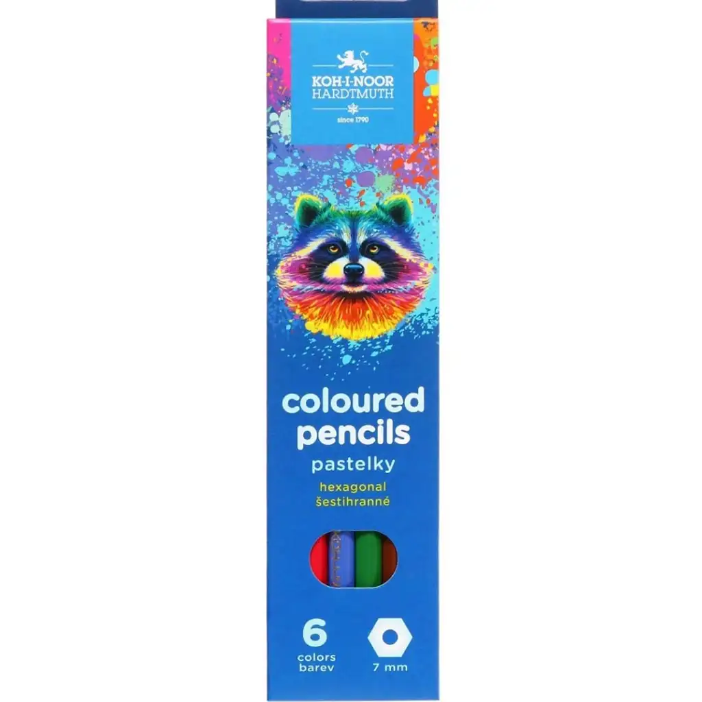 ICO: Koh-I-Noor 3551 Šesťhranná farebná ceruzka v krabičke s medvedíkom, 6 kusov