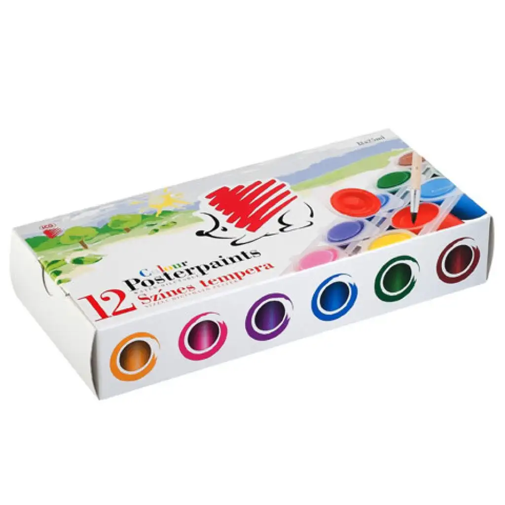 ICO: Temperové farby v kelímkoch 12 farieb 