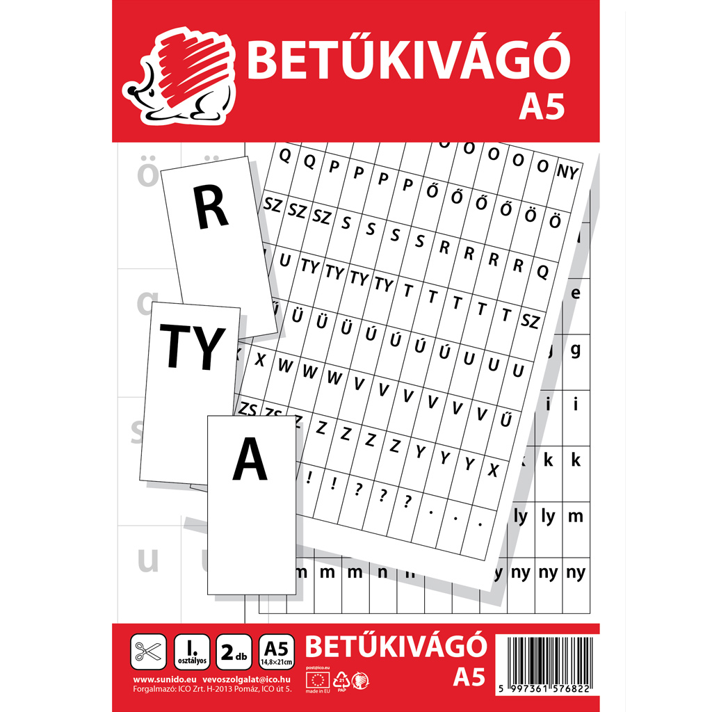 ICO: Vykrajovač písmen SÜNI vo formáte A/5, 2 listy