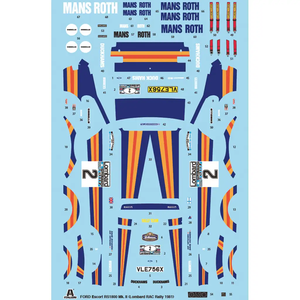 Italeri 1/24 Ford Escort RS1800 Mk.II Rally autíčko model kép 3