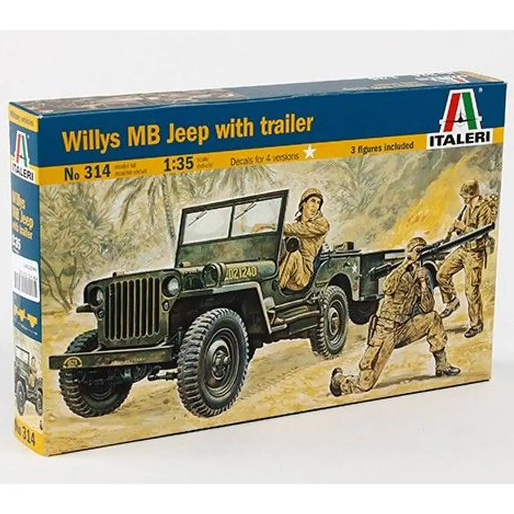 Italeri 1/35 Willys MB vojenský Jeep s prívesom model vozidla