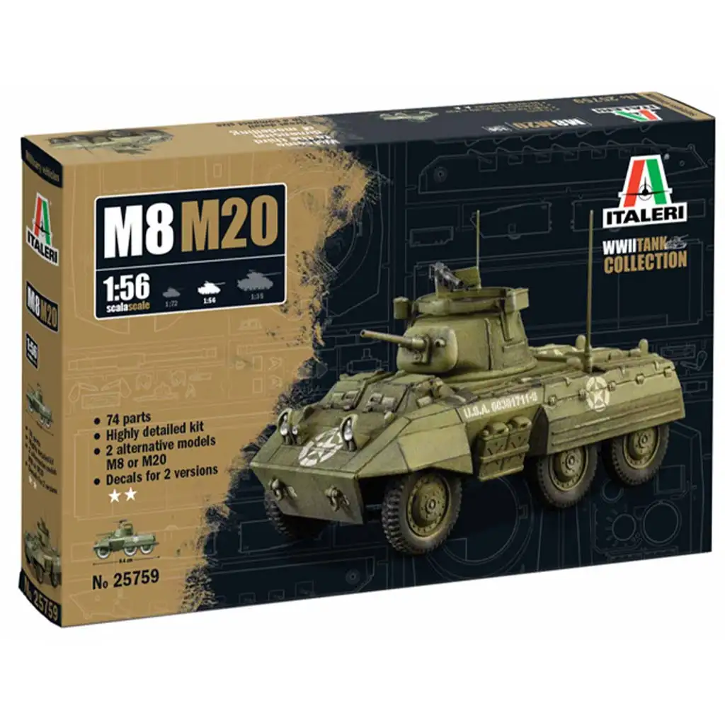 Italeri 1/56 M8/M20 tankový model