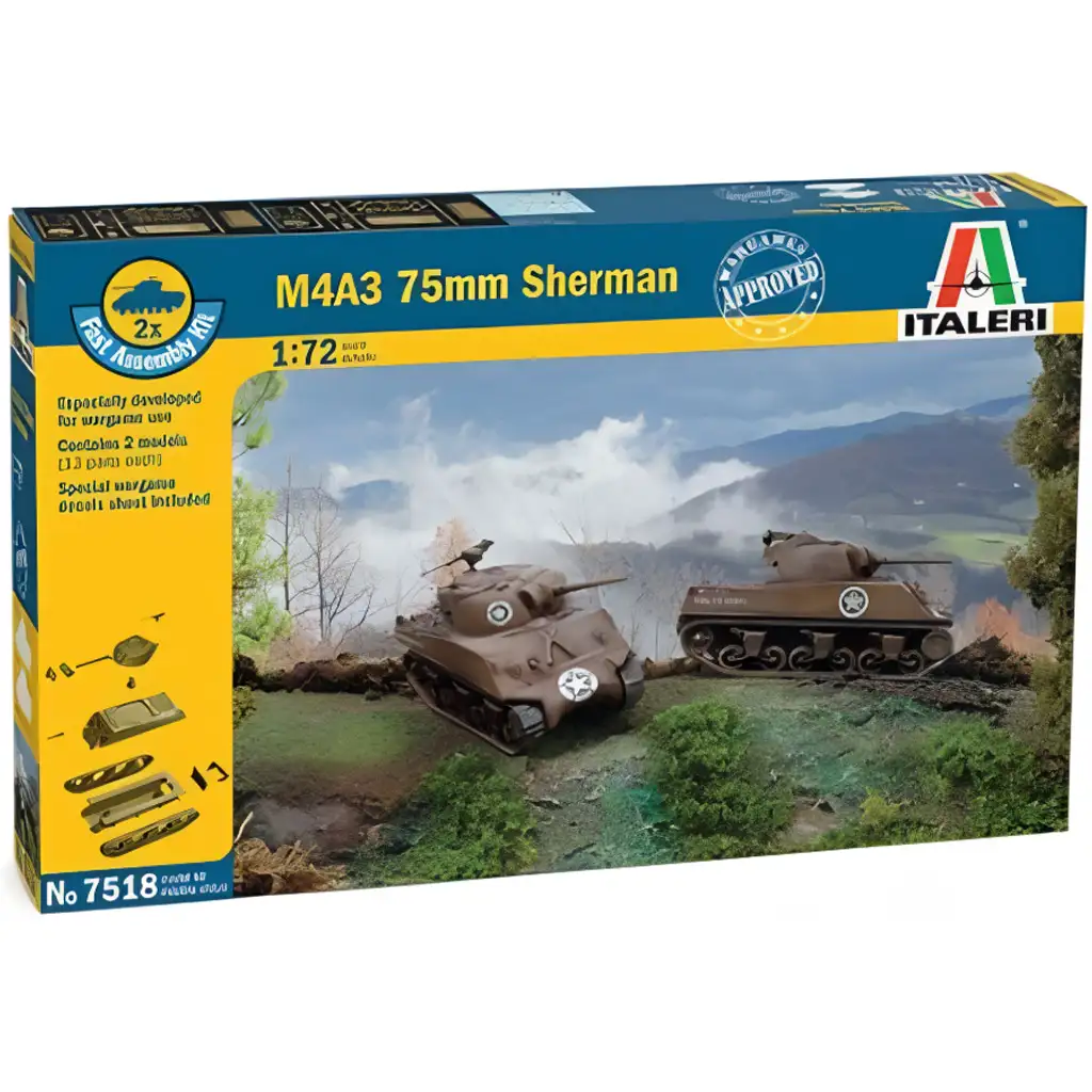 Italeri 1/72 M4A3 75mm Sherman tank 2-dielna modelová súprava