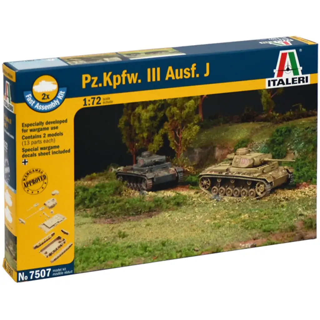 Italeri 1/72 Pz.Kpfw. III Ausf. J tank 2-dielna modelová sada