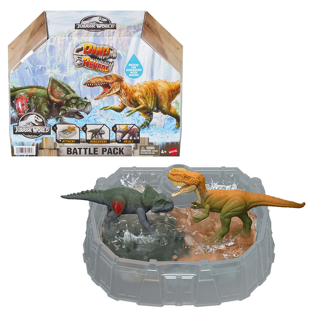 Jurassic World: Dino Reveal Battle Pack sada s 2 dinosaurími figúrkami - Mattel