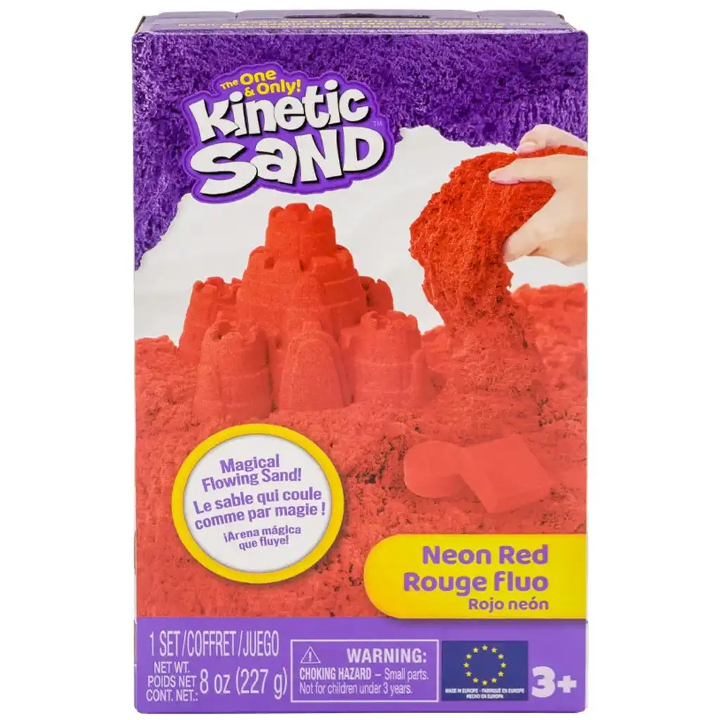 Kinetic Sand: Neon červený pieskový modelovací materiál s formičkami - Spin Master