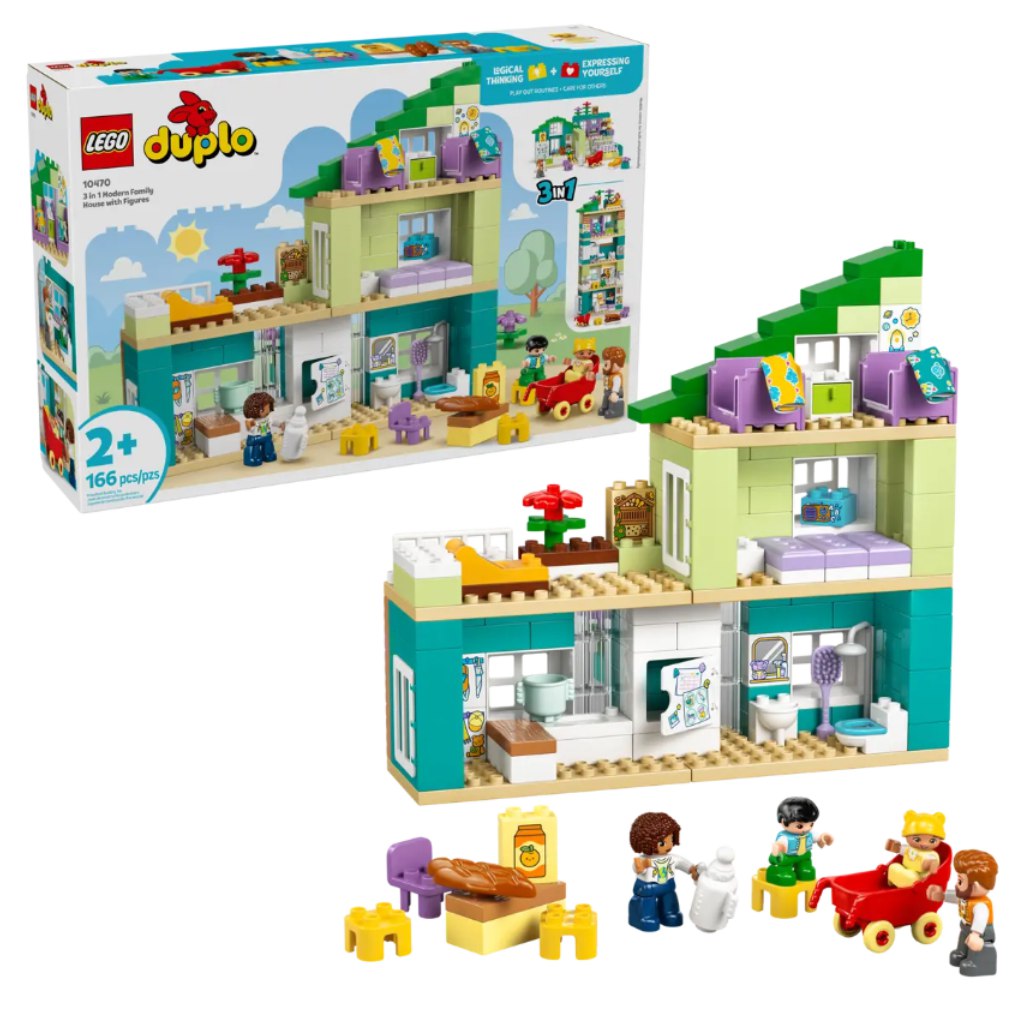 LEGO® DUPLO®: 3 v 1 moderný rodinný dom s figúrkami (10470)