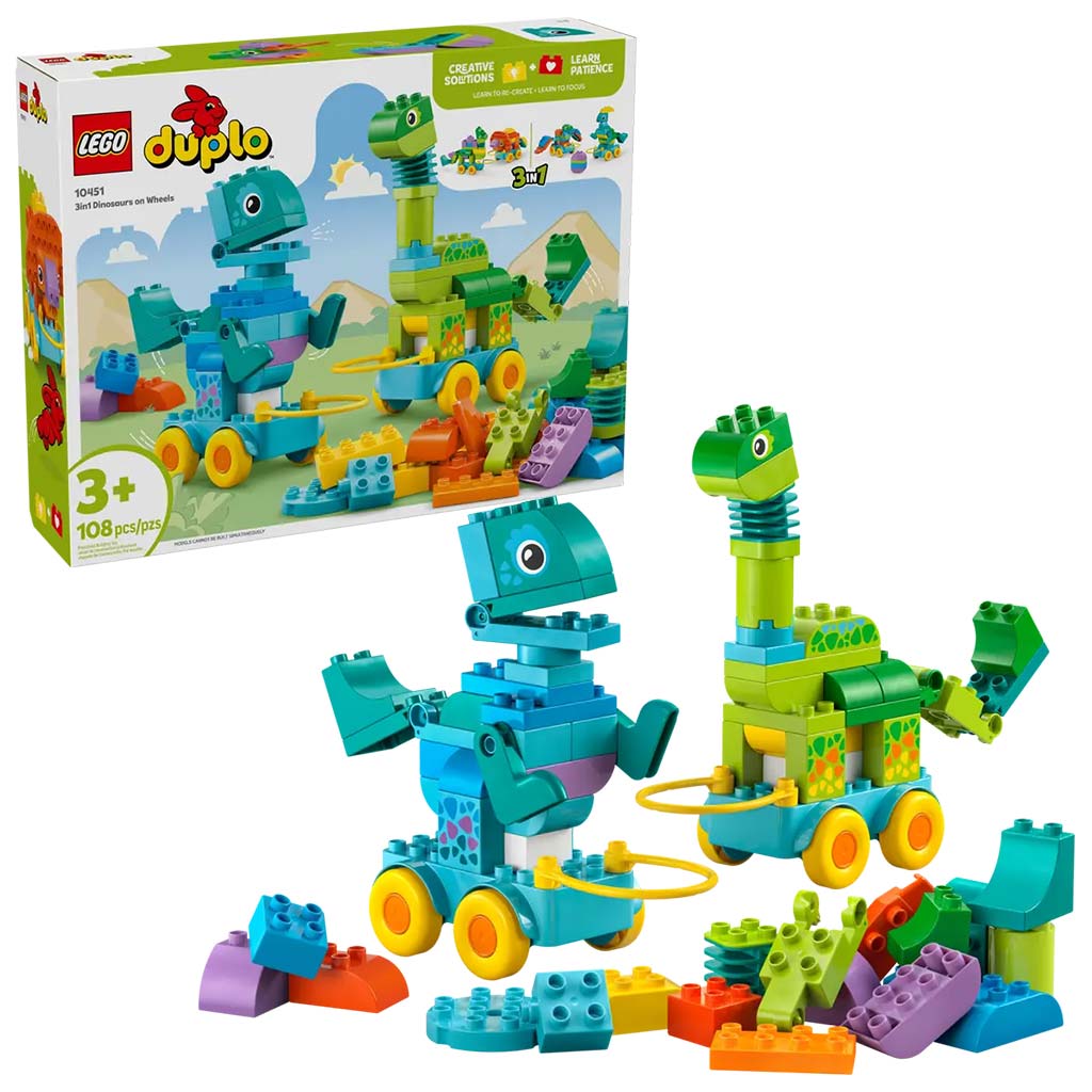 LEGO® DUPLO®: 3 v 1 valčekové dinosaury (10451)