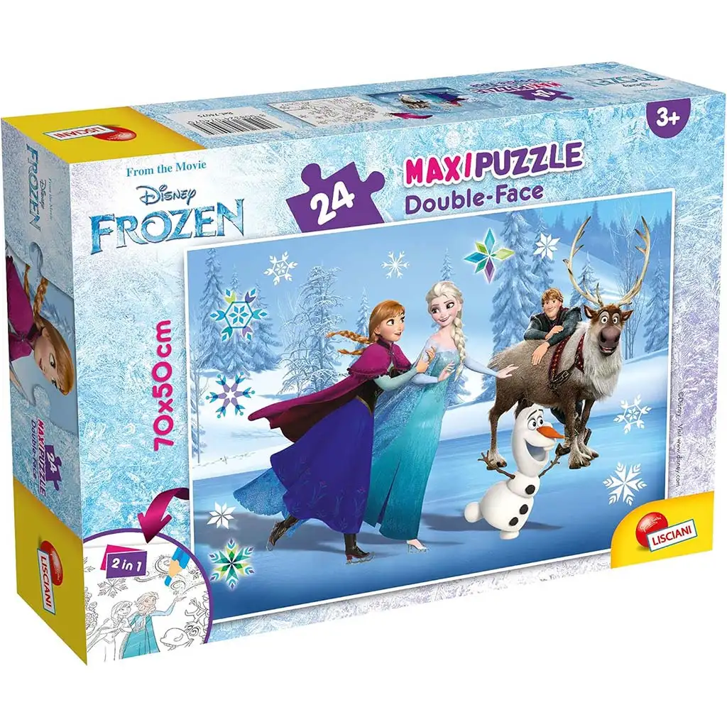 Ľadové kráľovstvo 2 v 1 maxi 24-dielne puzzle a omaľovánka 70x50 cm - Lisciani