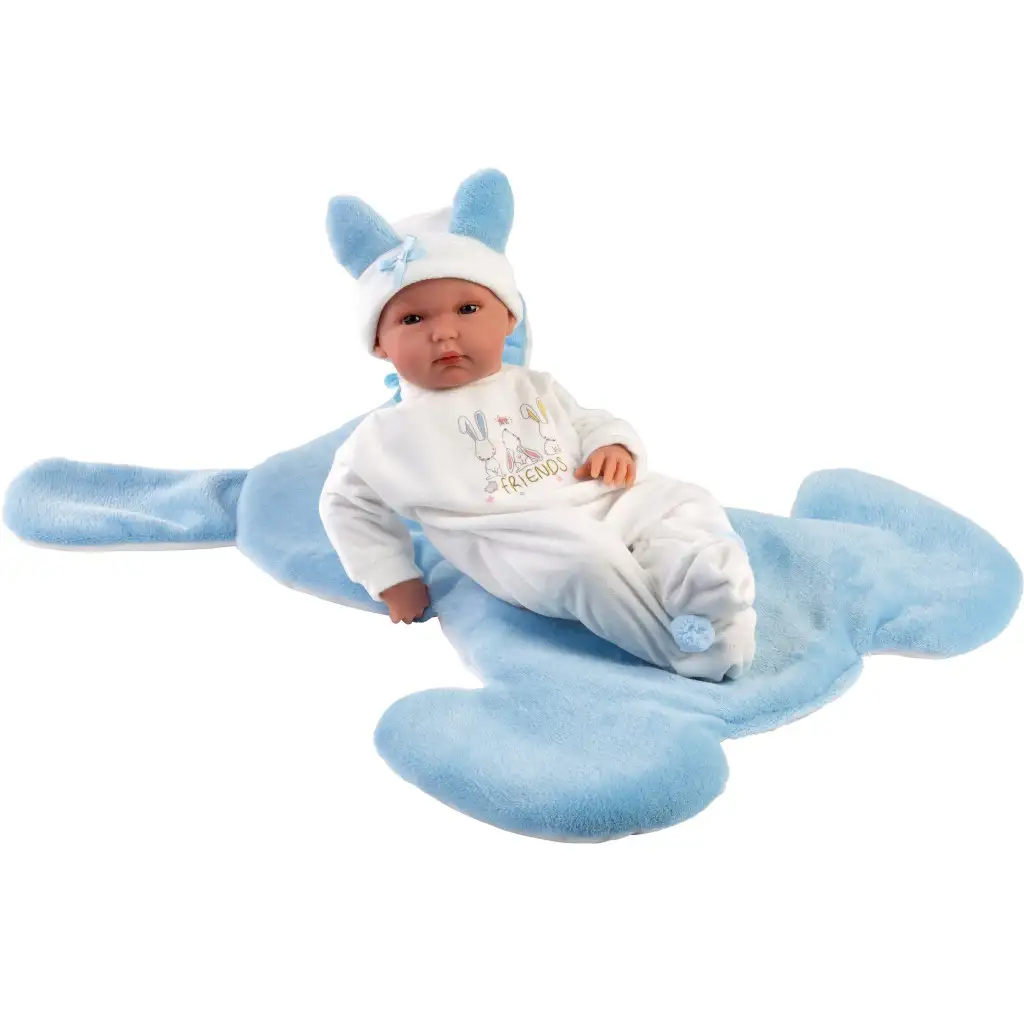 Llorens: Bábika Bimba 35 cm s modrým zajačikovým spacím vakom kép 2