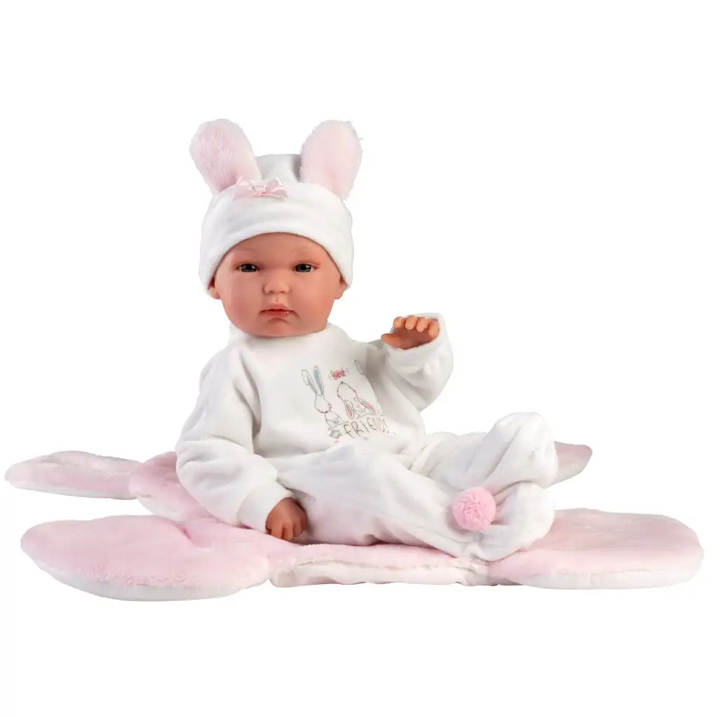 Llorens: Bábika Bimba 35 cm s ružovým spiacim vakom s motívom zajaca kép 2