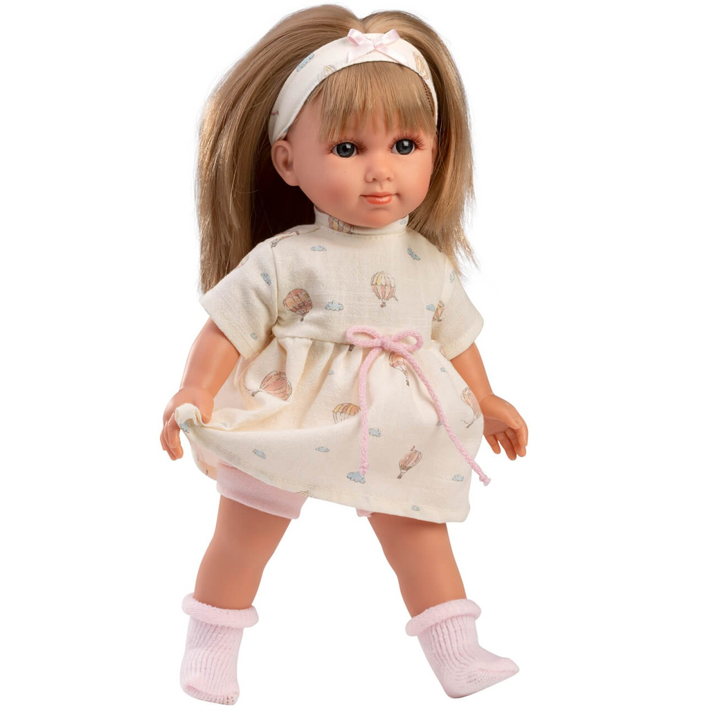 Llorens: Bábika Elena 35 cm v oblečení s motívom teplovzdušného balóna