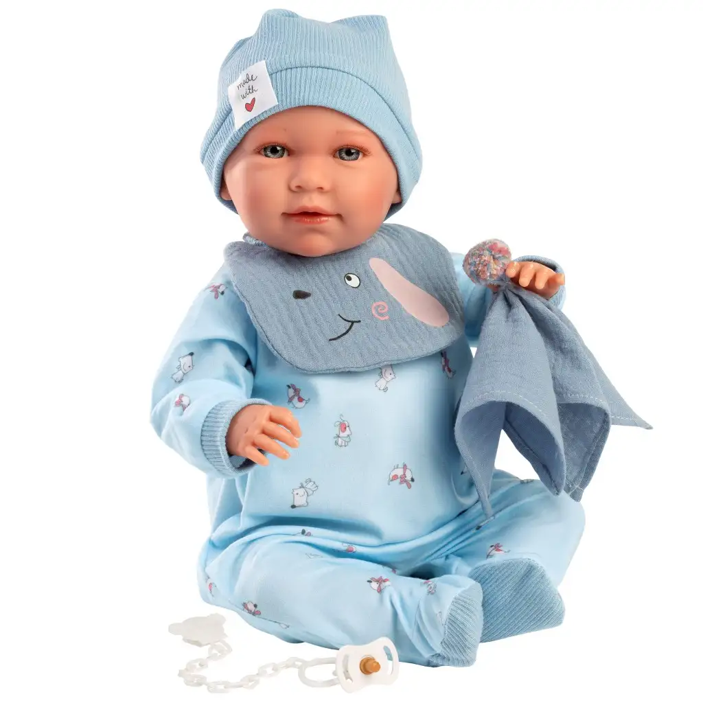 Llorens: Bábika Mimo Llorón s výškou 42 cm s hlasom a zásternou s motívom psíka kép 2