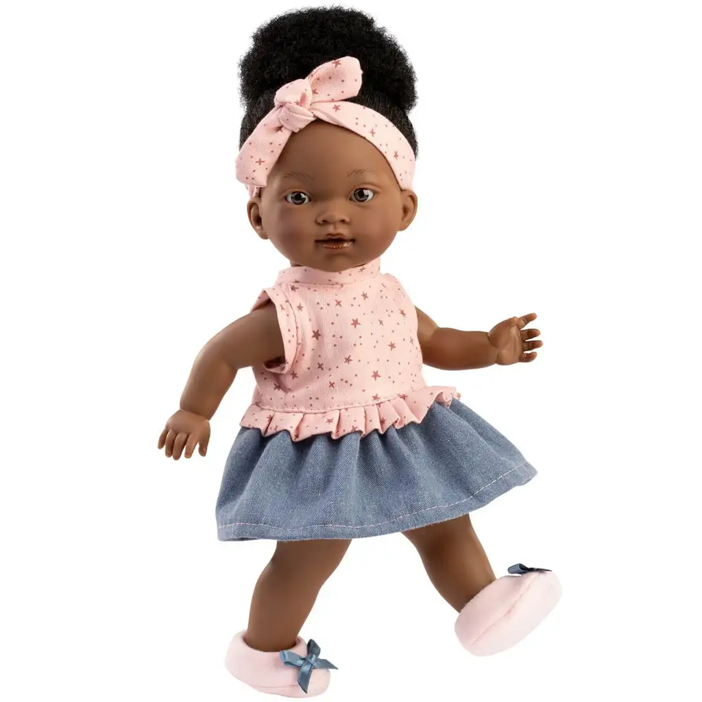 Llorens: Bábika Zoé 28 cm v šatách s hviezdičkovým vzorom