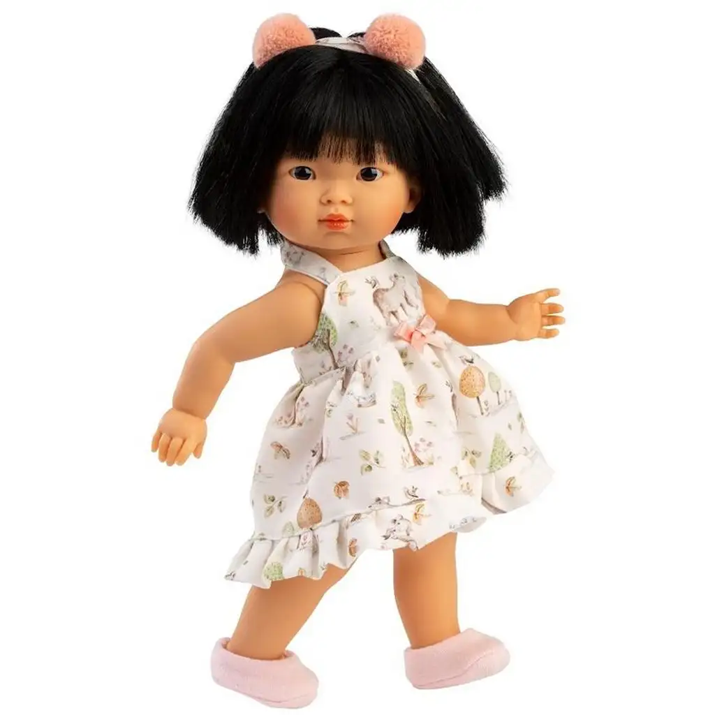 Llorens: Lu 28 cm bábika s čelenkou s brmbolcami v sukni