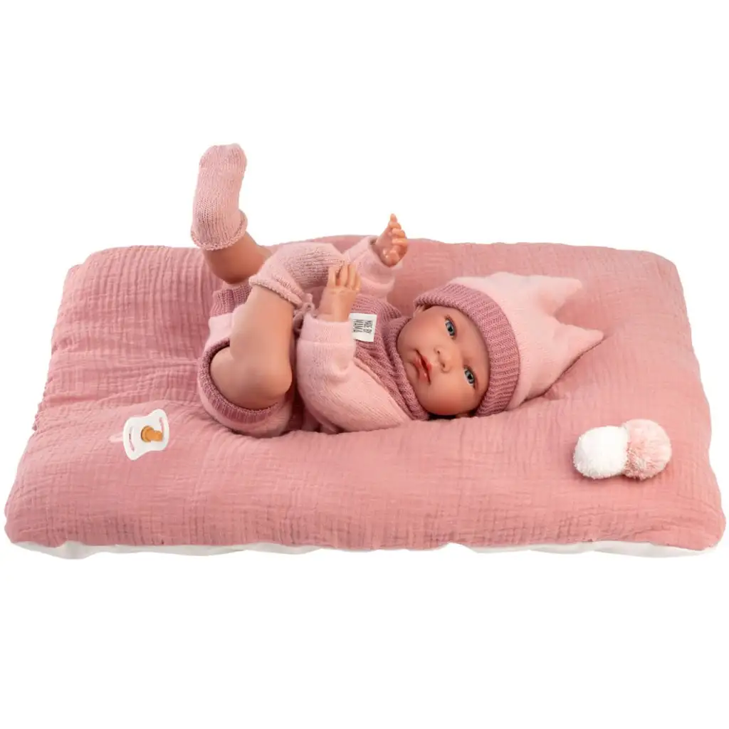 Llorens: Nica novorodené dievčatko v ružových šatách s vankúšom 38 cm kép 4