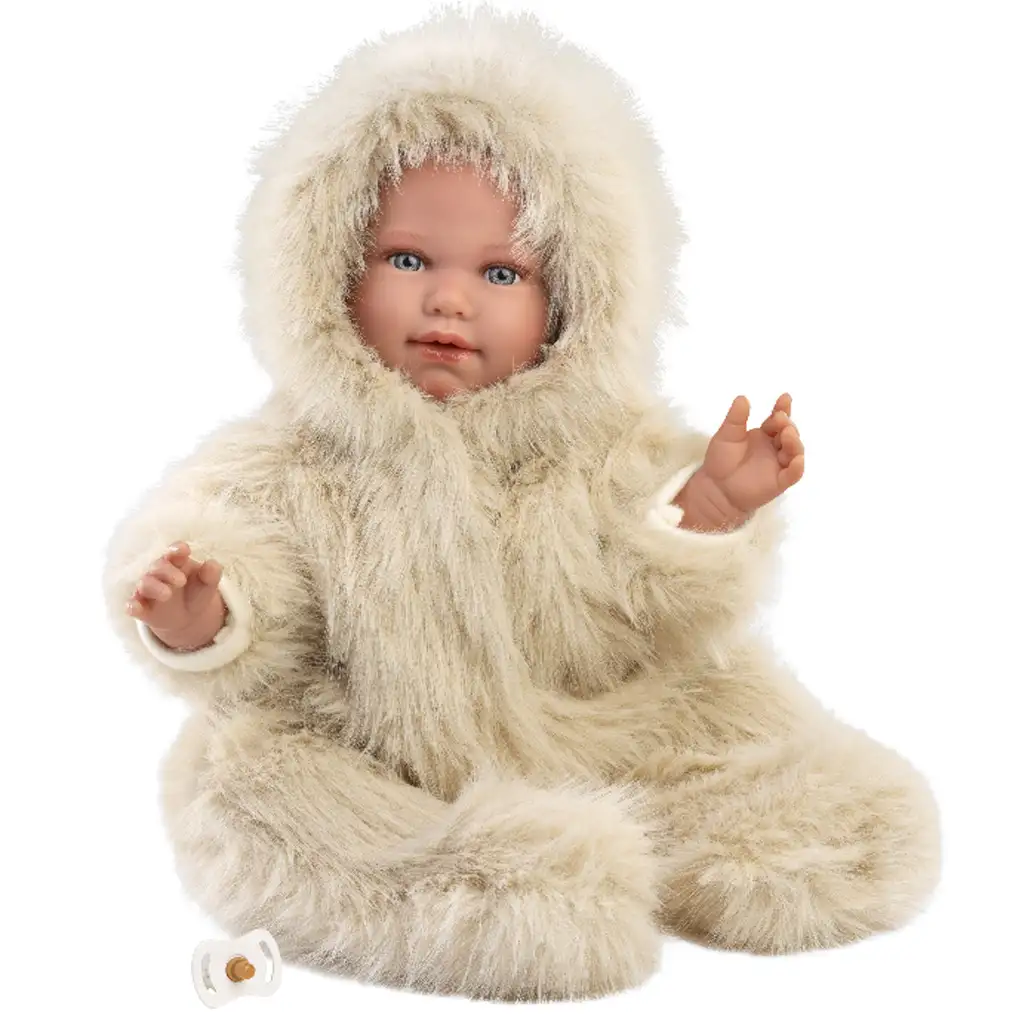 Llorens: Plačúca bábika Alicia s cumlíkom, 45 cm, v zamatovom kabátiku. kép 4