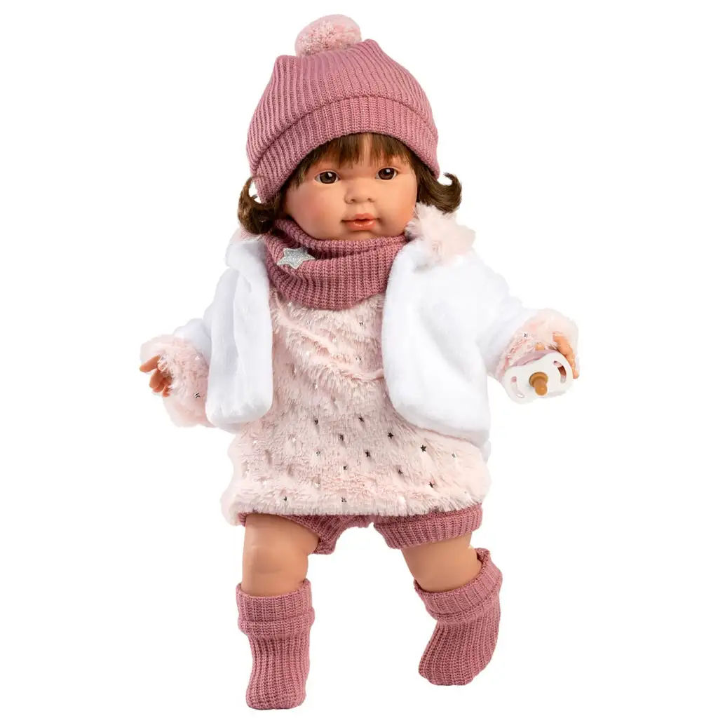 Llorens: Plačúca bábika Carla 42 cm s cumlíkom v hviezdičkových šatách