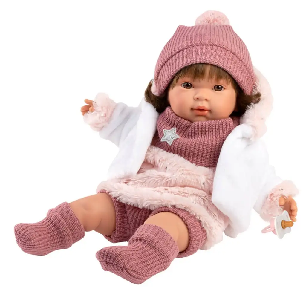 Llorens: Plačúca bábika Carla 42 cm s cumlíkom v hviezdičkových šatách kép 4