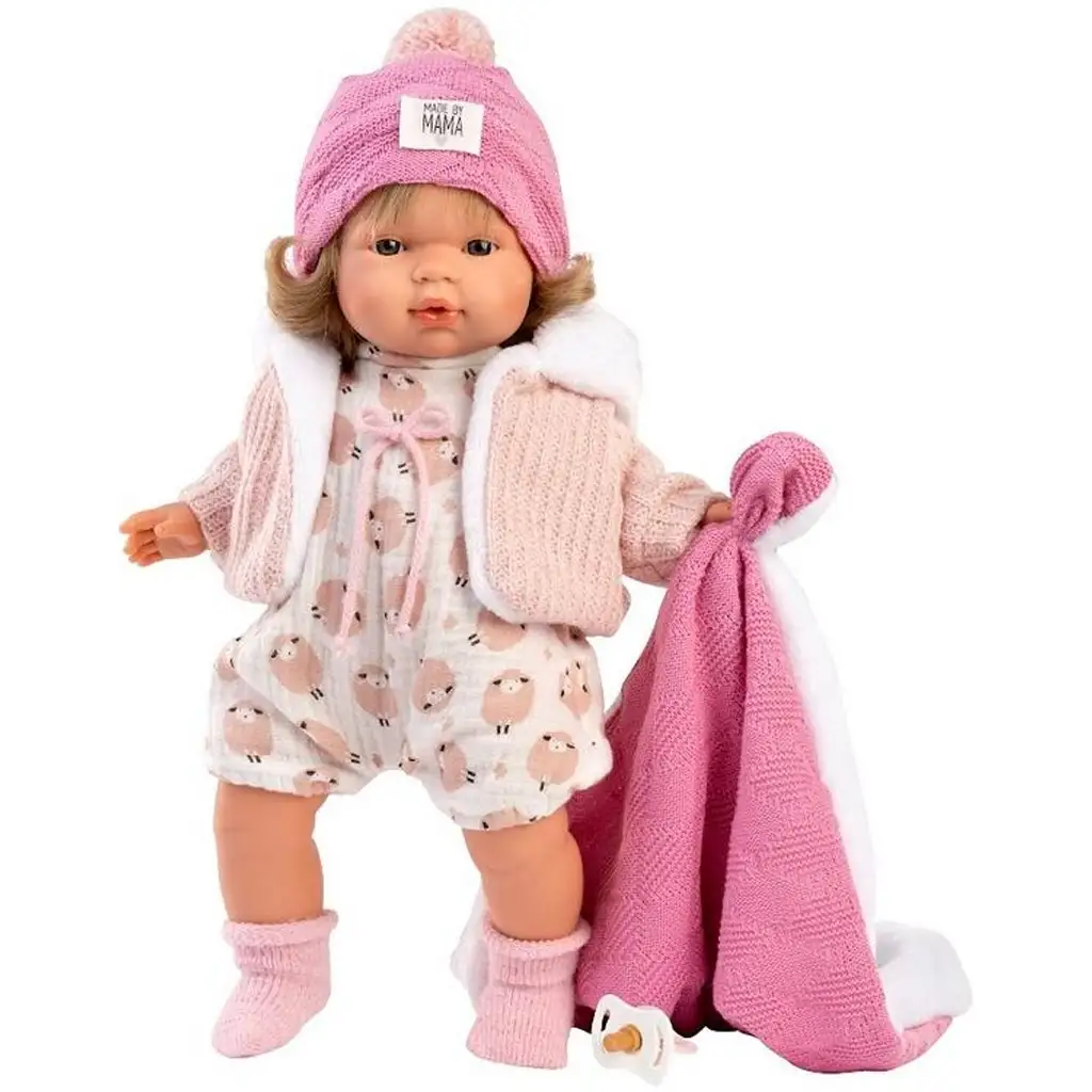 Llorens: Plačúca bábika Lola 38 cm s cumlíkom a ružovou prikrývkou