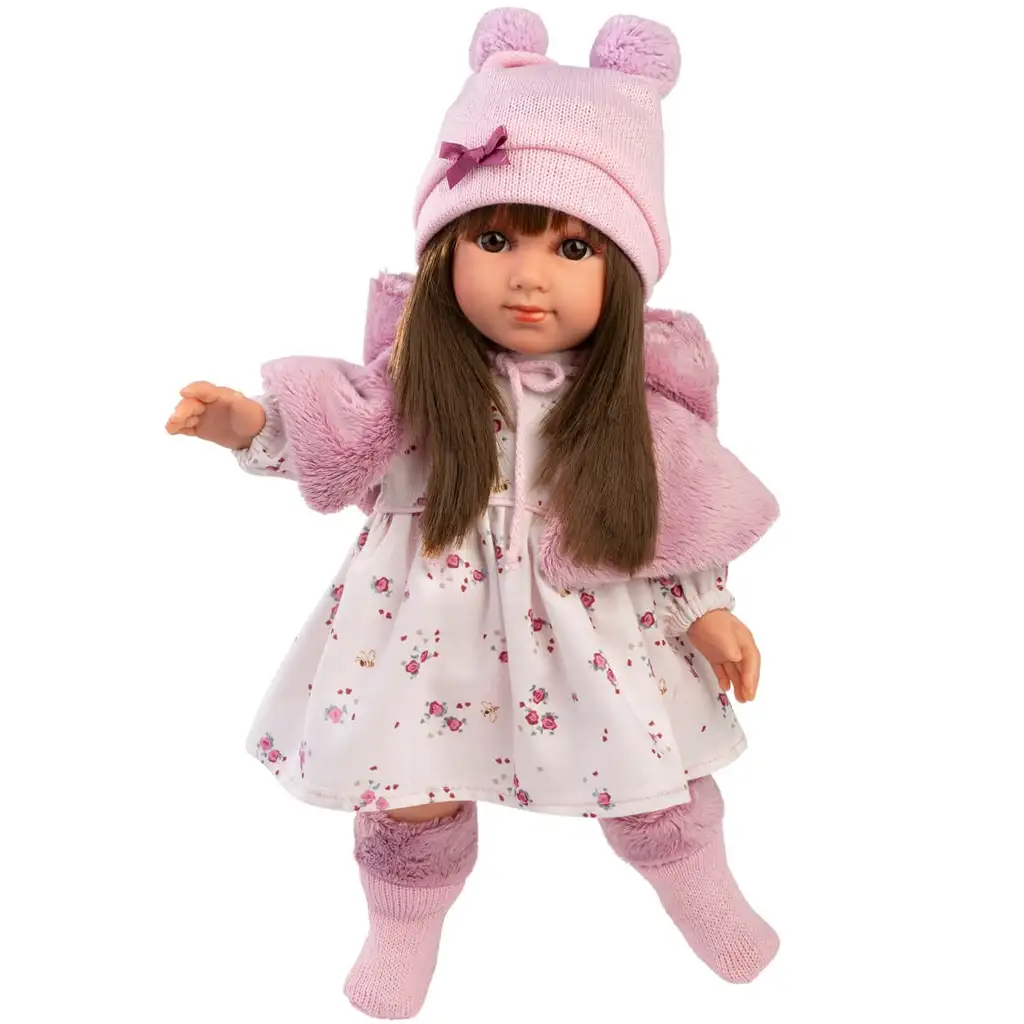 Llorens: Sara 35 cm bábika v ružovej kvetinovej sukni