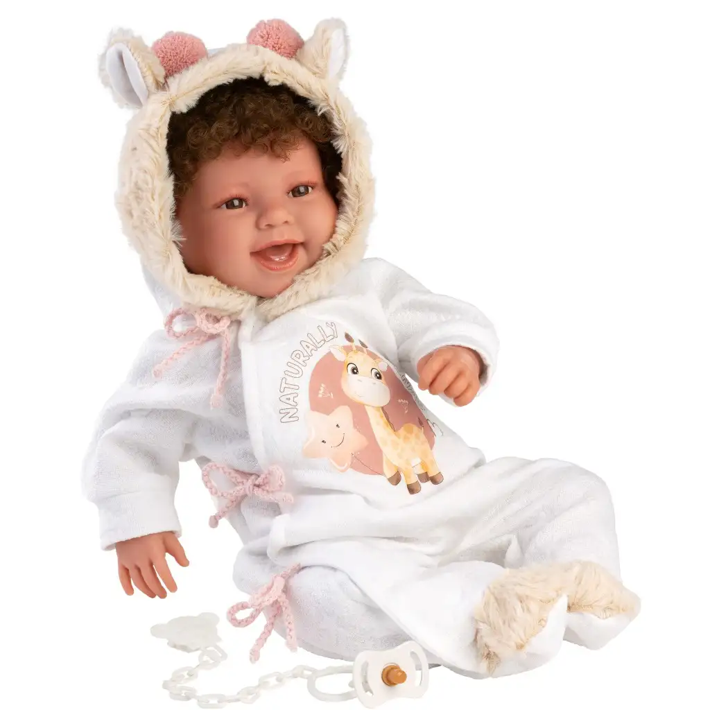 Llorens: Tala Sonrisas 44cm novorodenec s hlasom v žirafím oblečení. kép 5