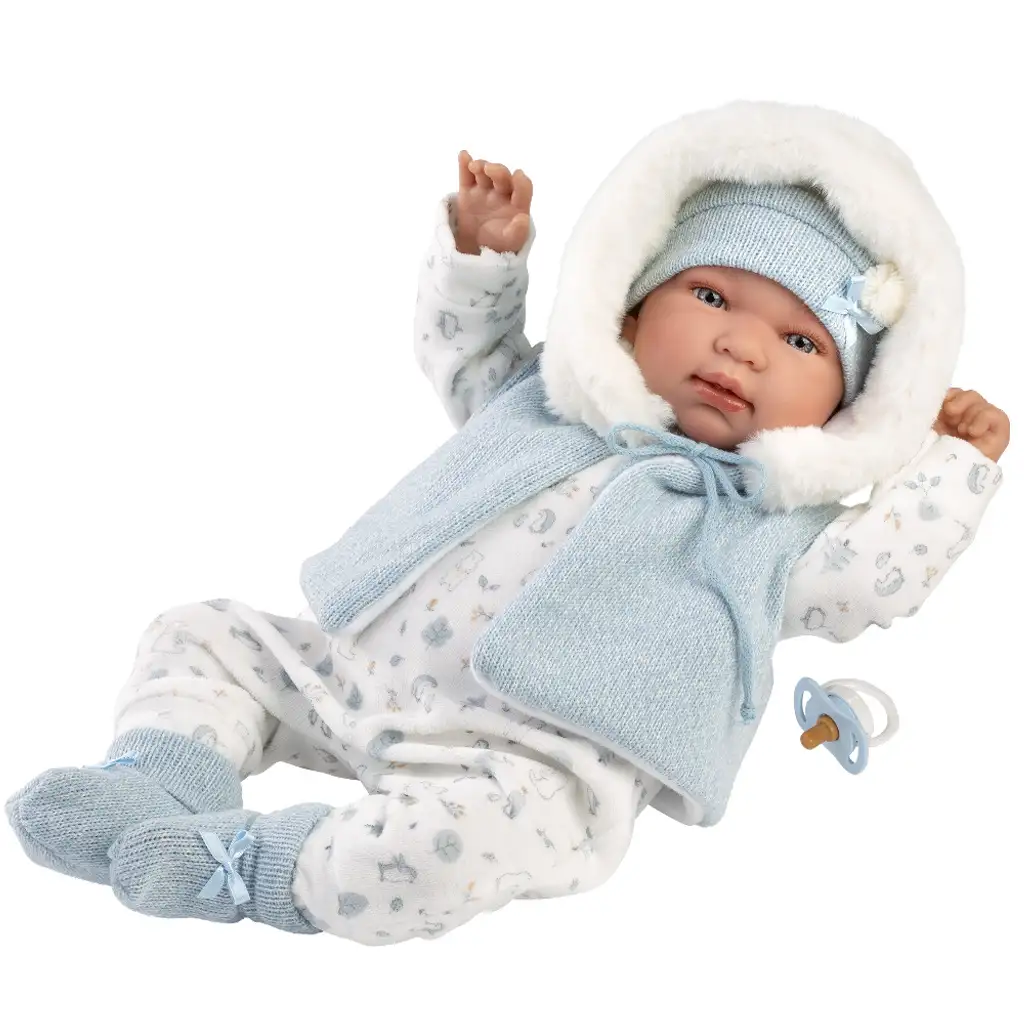Llorens: Tino 44 cm novorodenec s cumlíkom v kapucňovej veste kép 2