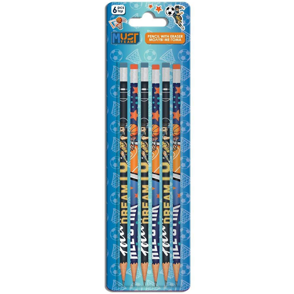 Luna: Chlapčenská grafitová ceruzka s gumou, 6-dielna súprava