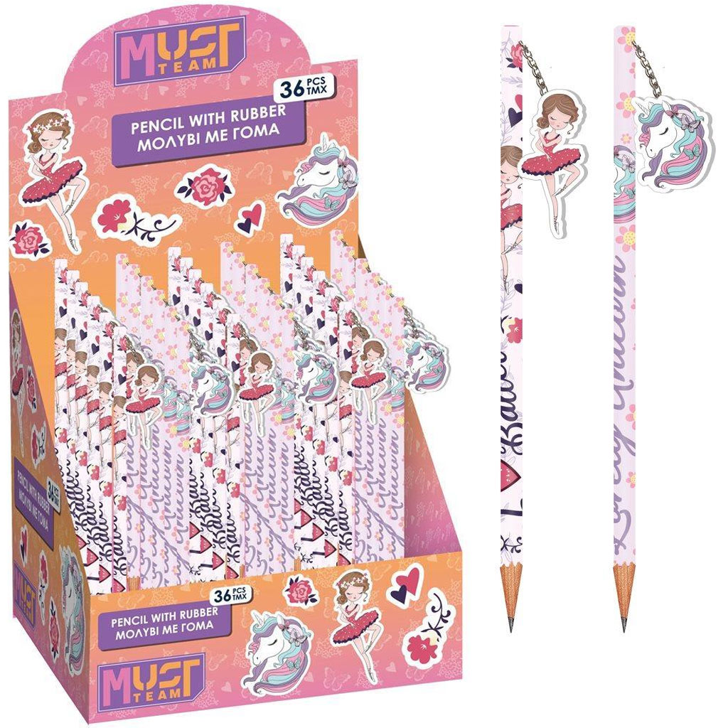 Luna: Dievčenská grafitová ceruzka s gumou s dvoma rôznymi vzormi, 1 ks