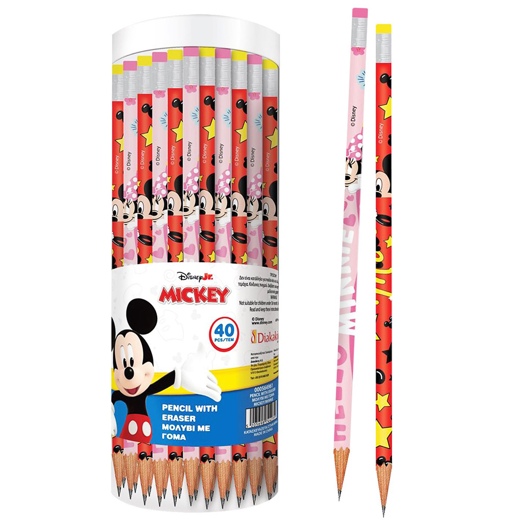 Luna: Grafitová ceruzka s gumou Mickey a Minnie Mouse, v dvoch typoch, 1 kus