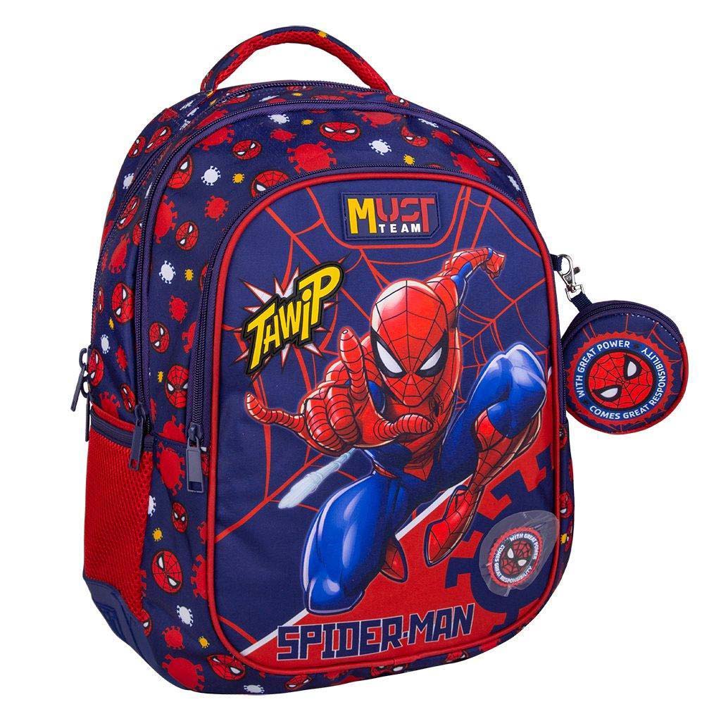 Luna: Must Team Spider-Man Thwip zaoblený trojkomorový školský batoh, ruksak 32x18x43 cm