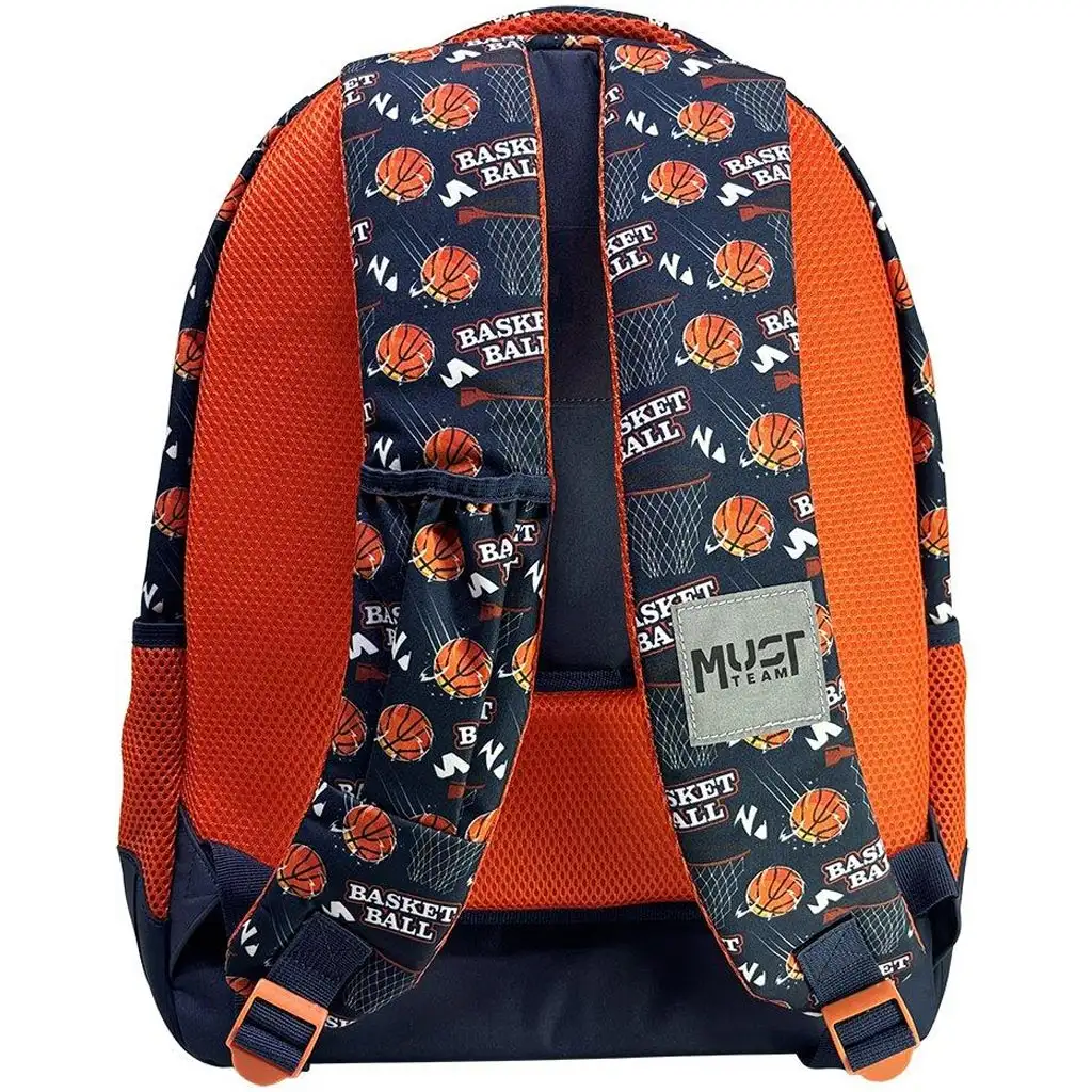 Luna: Must Team basketbalový vzor oranžovo-modrý zaoblený školský batoh s tromi priehradkami, 32x18x43cm kép 2