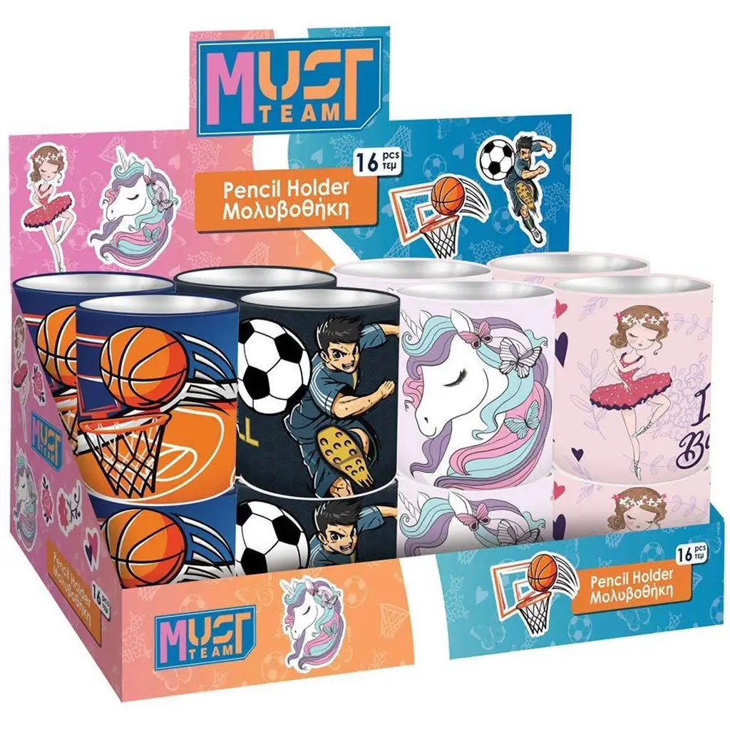 Luna: Must Team kovový valcový stojan na písacie potreby, rôzne varianty, 10x11 cm, 1 ks