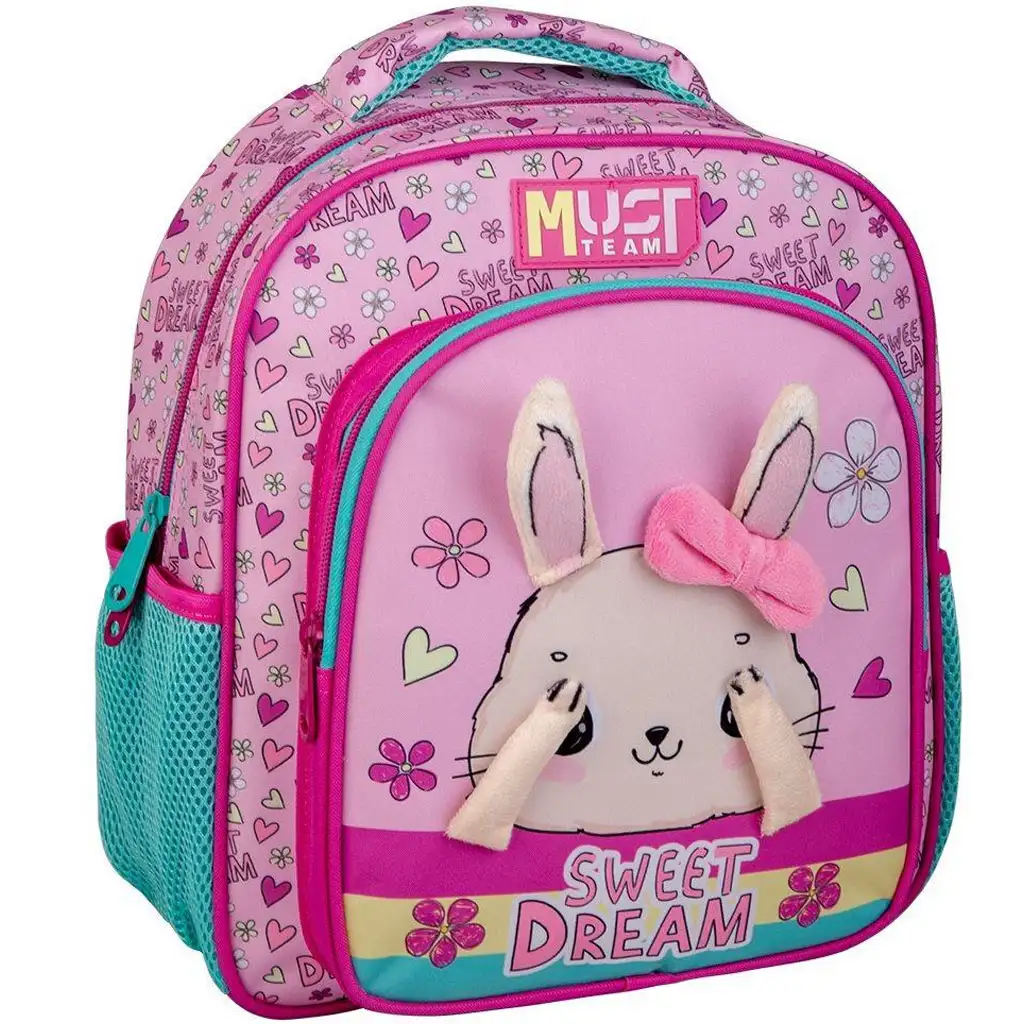 Luna: Must Team zaoblený detský batoh s dvoma priehradkami s motívom zajačika, 27x10x31 cm
