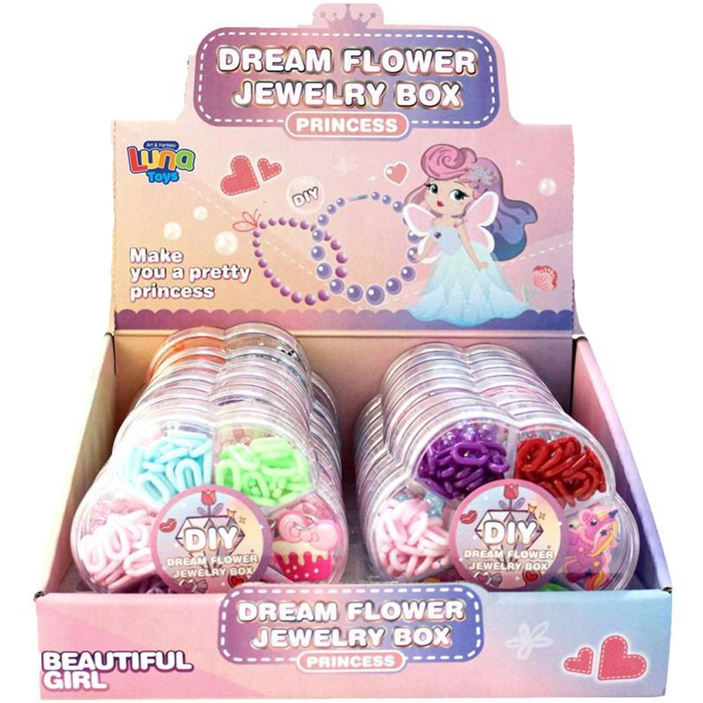 Luna: Navliekacie korálky v tvare kvetu v úložnom boxe, viacero variantov, 1 ks