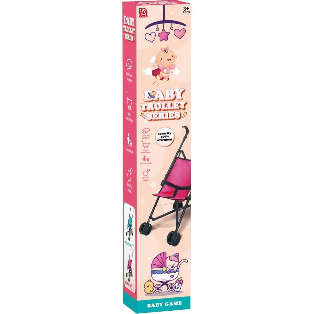 Luna: Ružový kočík pre bábiky v krabici 26x48x52 cm