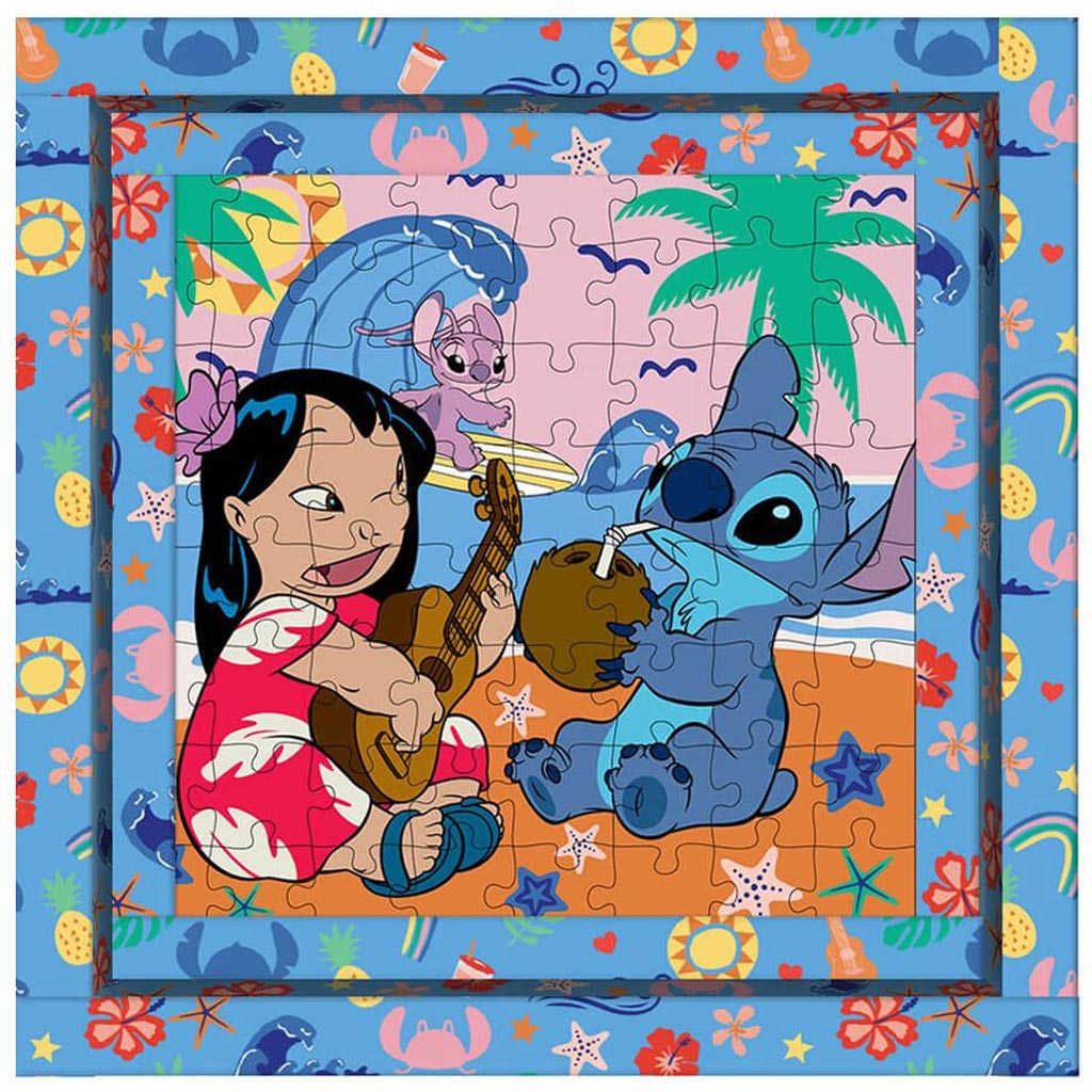 Luna: Stitch Havajská nálada 64-dielne rámové vyfarbovacie puzzle kép 2