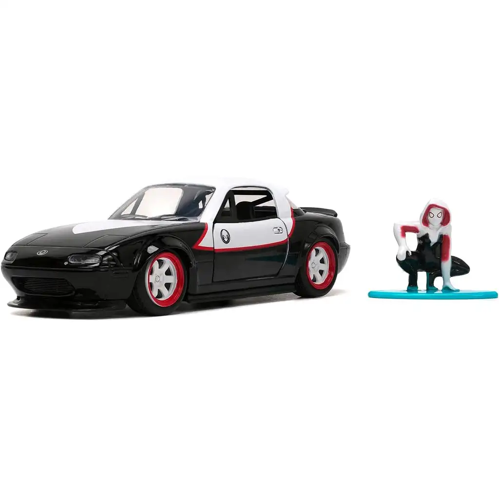Marvel Ghost Spider figúrka a 1990 Mazda Miata autíčko model 1/32 - Simba Toys kép 2