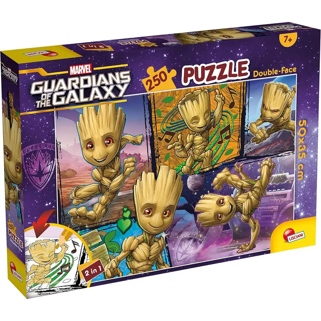 Marvel Groot 2 v 1 250-dielne puzzle a omaľovánka 50x35 cm - Lisciani