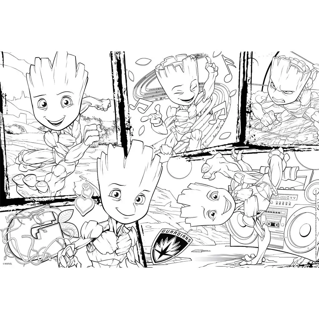 Marvel Groot 2 v 1 250-dielne puzzle a omaľovánka 50x35 cm - Lisciani kép 2