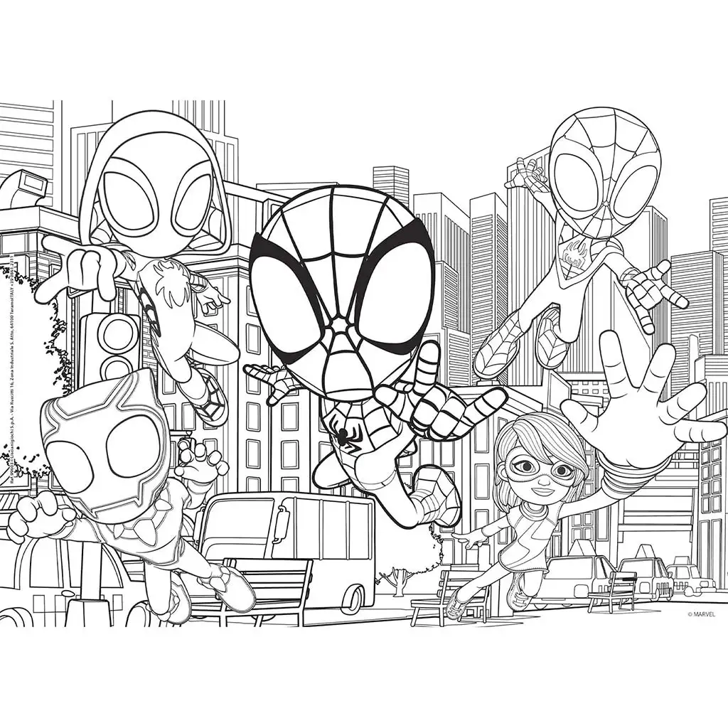 Marvel Spidey 2 v 1, 24-dielne puzzle a omaľovánka 35x25 cm - Lisciani kép 2