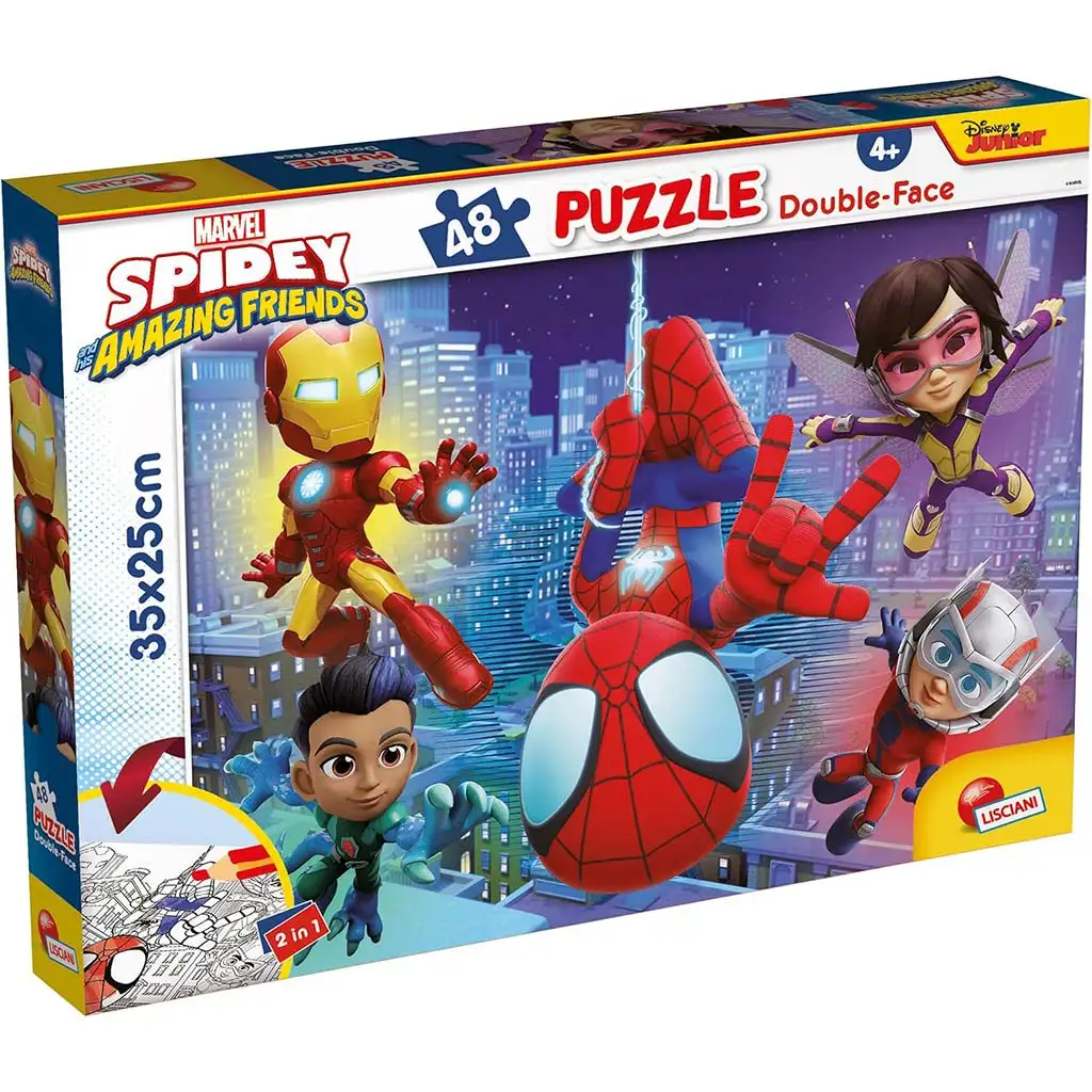 Marvel Spidey 2 v 1, 48-dielne puzzle a omaľovánka 35x25 cm - Lisciani