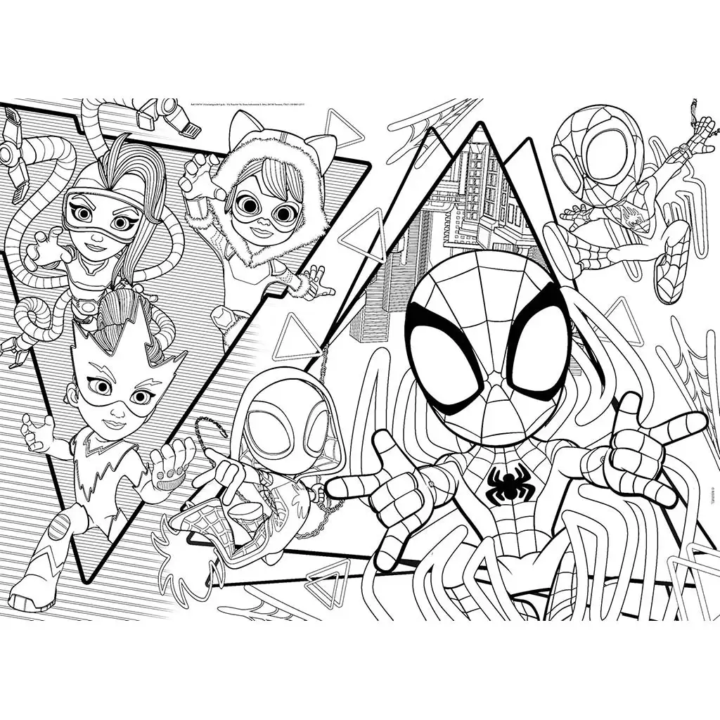 Marvel Spidey 2 v 1 maxi 35-dielne puzzle a omaľovánka 70x50cm - Lisciani kép 2