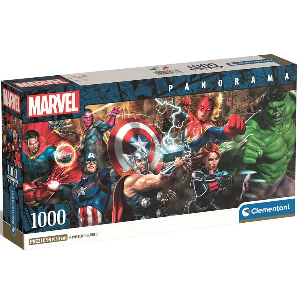 Marvel superhrdinovia 1000 dieliková panoráma puzzle 98x33cm - Clementoni