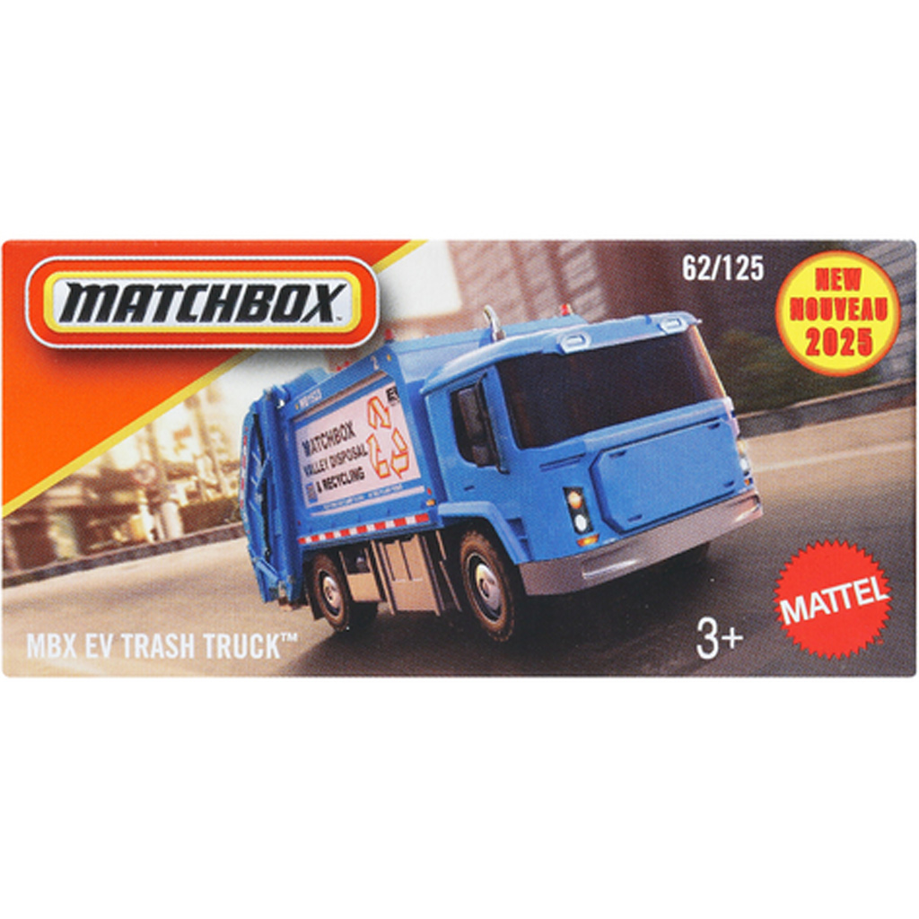 Matchbox: MBX EV Trash Truck v papierovej krabičke, autíčko 1/64 - Mattel