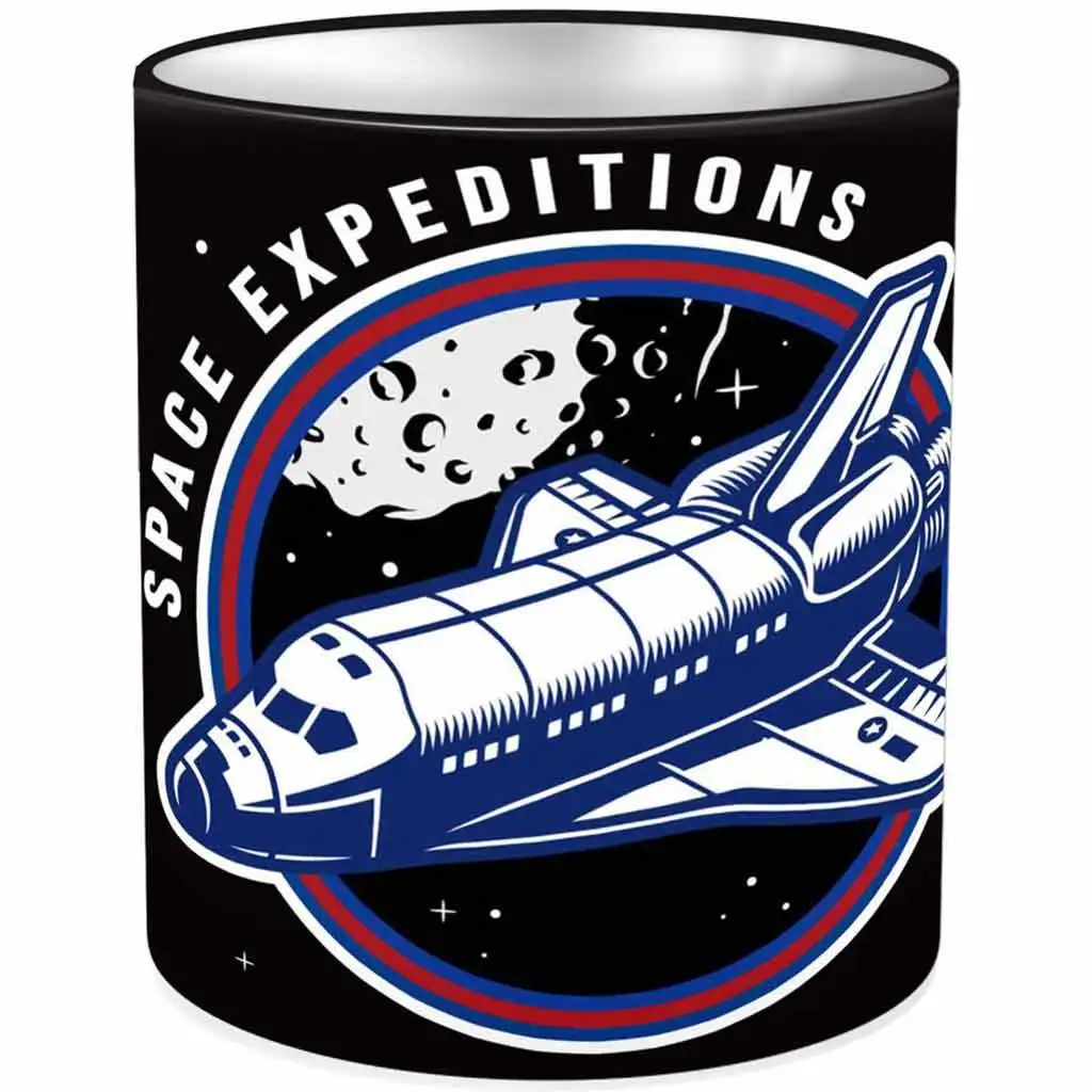 Mesačný: NASA valcový kovový stolový držiak na písacie potreby 10x11 cm