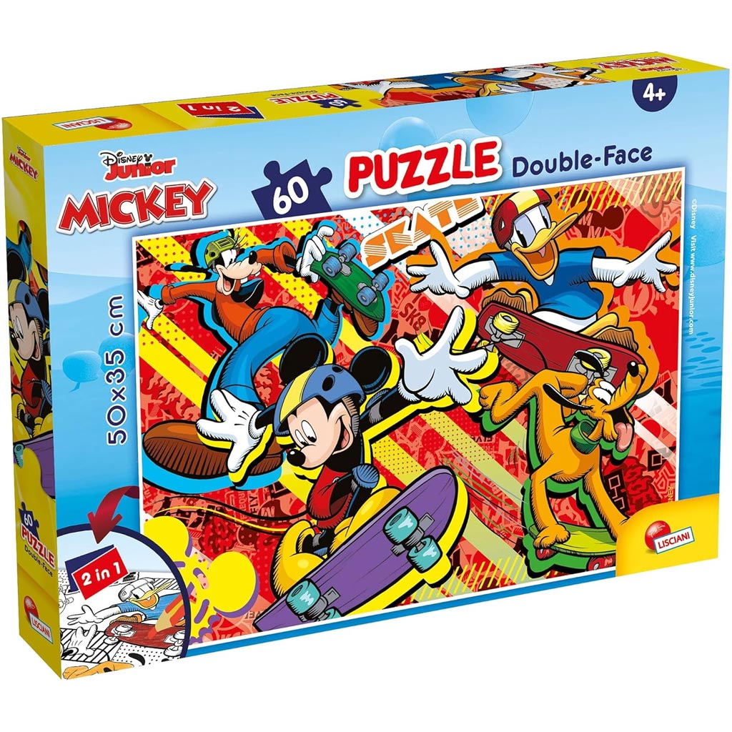 Mickey Mouse 2 v 1 60-dielne puzzle a omaľovánka 50x35 cm - Lisciani