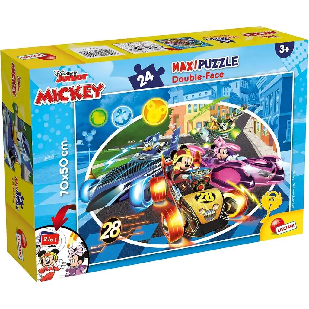 Mickey Mouse 2 v 1 maxi 24-dielne puzzle a omaľovánka 70x50 cm - Lisciani
